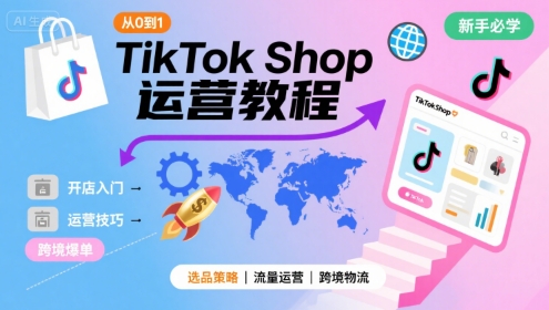 TikTok Shop从0到1运营教程，TikTok跨境电商新手必学课程-清风
