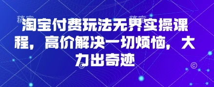 淘宝付费玩法无界实操课程，高价解决一切烦恼，大力出奇迹-清风