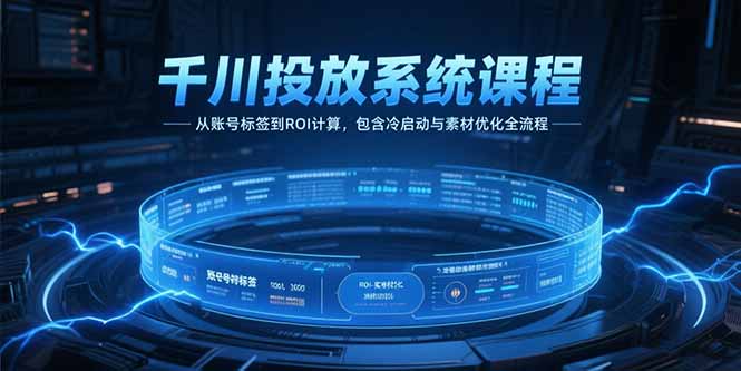 千川投放系统课程，从账号标签到ROI计算，包含冷启动与素材优化全流程-清风