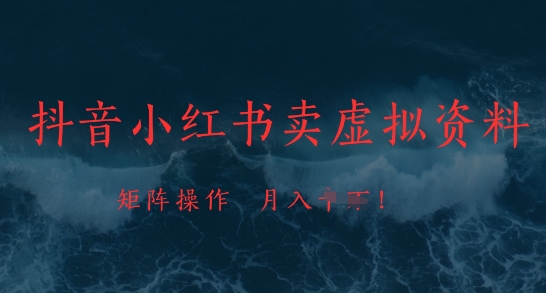 抖音小红书卖虚拟资料，市场需求一直存在，矩阵操作，月入1w+-清风