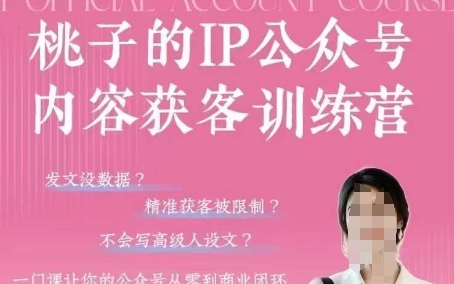 桃子IP公众号内容获客训练营(第3期)，一门让你公众号从0到商业闭环的课程-清风