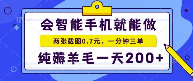 2025年零撸手机项目，二十秒一单，纯薅羊毛，一天200+做就有【揭秘】-清风