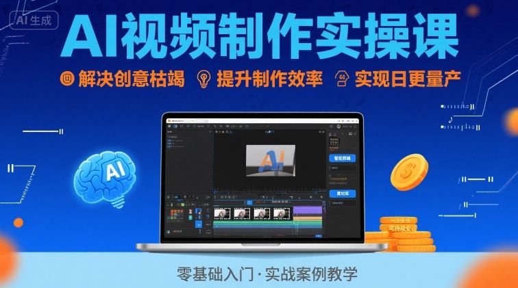 Ai视频制作实操课，解决创意枯竭、效率低下痛点，实现日更量产可持续变现-清风