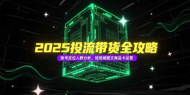 2025投流带货全攻略，账号定位人群分析，短视频图文商品卡运营-清风