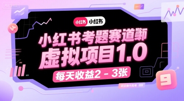小红书考题赛道虚拟项目1.0，项目操作简单，每天收益2-3张-清风
