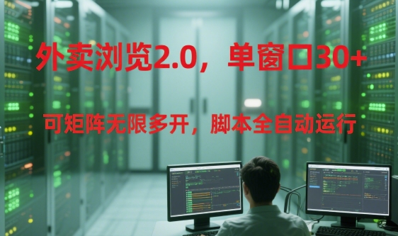 外卖浏览2.0，单窗口30+可矩阵无限多开，脚本全自动运行【揭秘】-清风