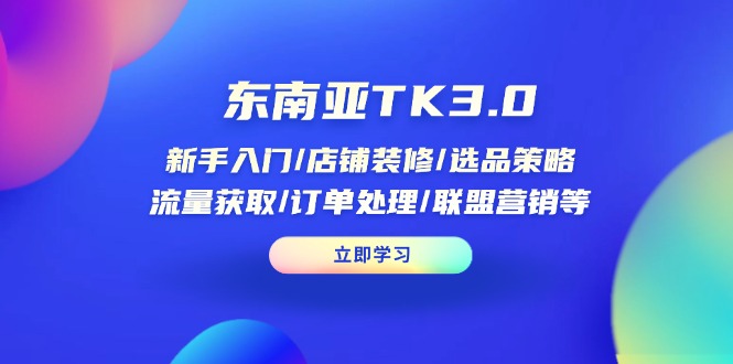 东南亚TK3.0：新手入门/店铺装修/选品策略/流量获取/订单处理/联盟营销等-清风