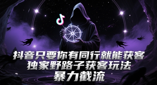 抖音只要你有同行就能获客，独家野路子获客玩法，暴力截流【揭秘】-清风