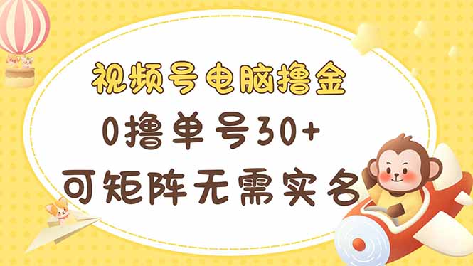 视频号电脑撸金 0撸单号30+ 可矩阵 无需实名多号多得-清风