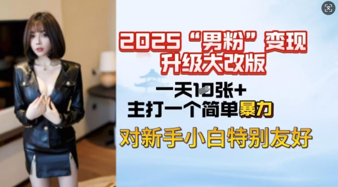 2025男粉变现全新玩法升级，日入上千简简单单，小白可轻松上手-清风