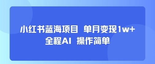 小红书蓝海项目 单月变现1w+ 全程AI 操作简单-清风