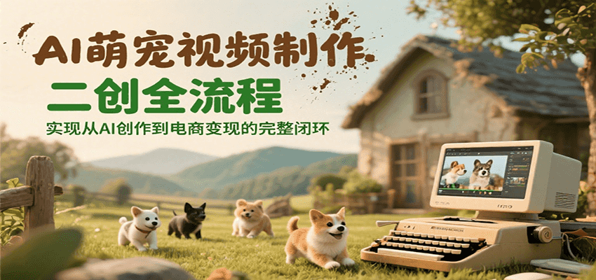 AI萌宠视频制作二创全流程，实现从AI创作到电商变现的完整闭环-清风