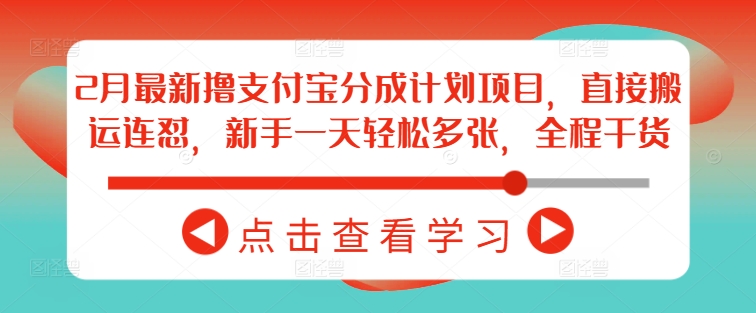 2月最新撸支付宝分成计划项目，直接搬运连怼，新手一天轻松多张，全程干货-清风