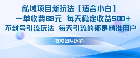私域项目新玩法【适合小白】 一单收费88.每天稳定收益几张-清风