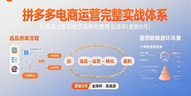 拼多多电商运营完整实战体系，从选品上架到稳定盈利完整商业闭环(更新8月-清风