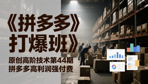 《拼多多打爆班》原创高阶技术第44期，拼多多高利润强付费-清风
