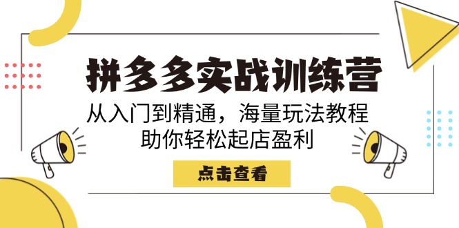 拼多多实战训练营，从入门到精通，海量玩法教程，助你轻松起店盈利-清风