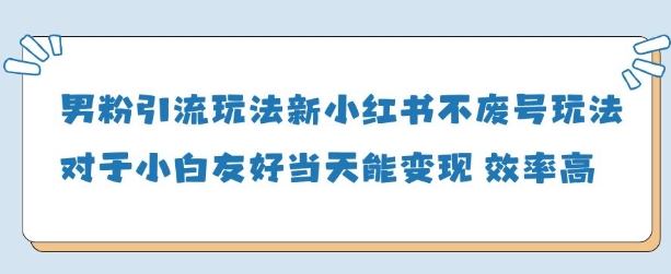 男粉引流玩法(新)，玩法友好做的好当天就能变现-清风
