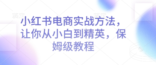 小红书电商实战方法，让你从小白到精英，保姆级教程-清风