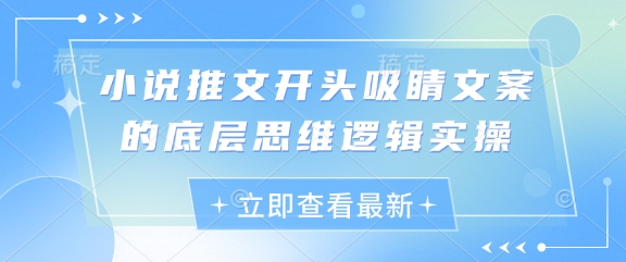 小说推文开头吸睛文案的底层思维逻辑实操-清风