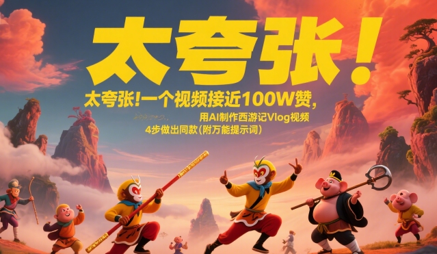 太夸张！一个视频接近100W赞，用AI制作西游记Vlog视频，全流程拆解来了(附万能提示词)-清风