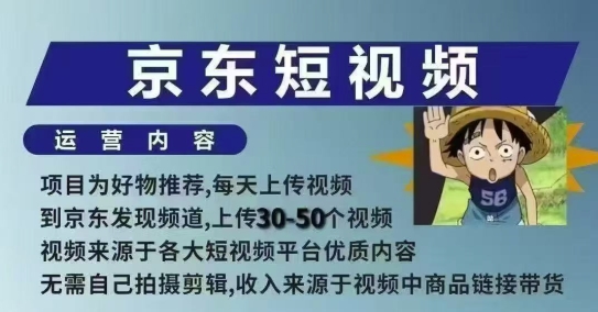 京东短视频带货课，无需自己拍摄剪辑，保姆式教学，两天快速上手-清风