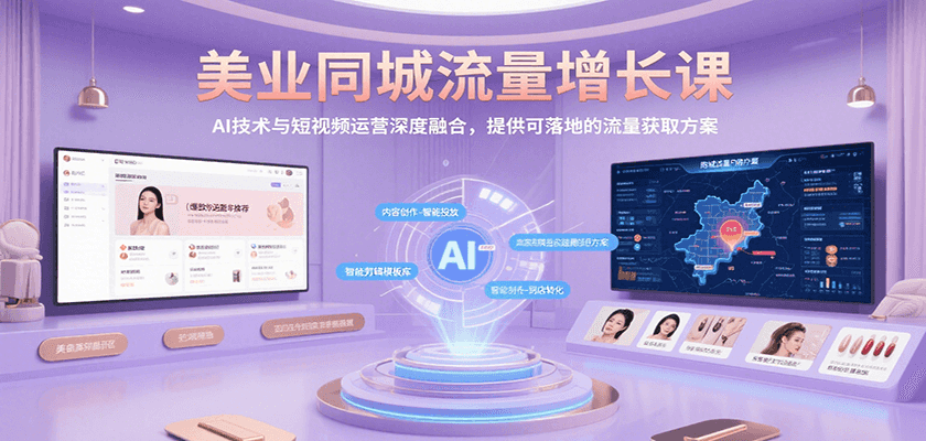 美业同城流量增长课，AI技术与短视频运营深度融合，提供可落地的流量获取方案-清风