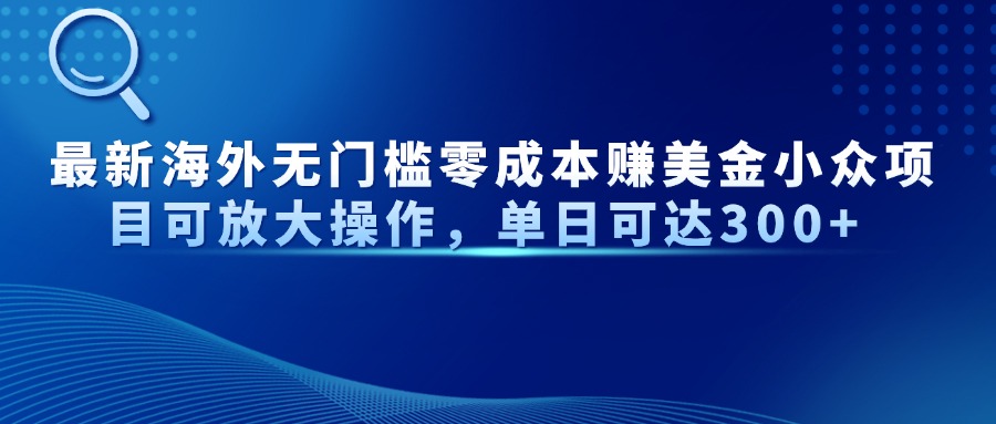 最新海外无门槛零成本赚美金小众项目可放大操作，单日可达300+-清风