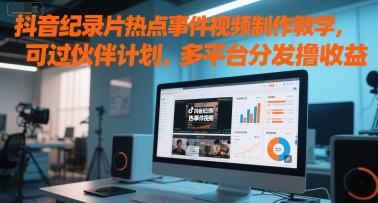 抖音纪录片热点事件视频制作教学，可过伙伴计划，多平台分发撸收益-清风