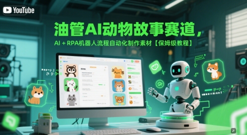 油管AI动物故事赛道，AI+RPA机器人流程自动化制作素材【保姆级教程】-清风