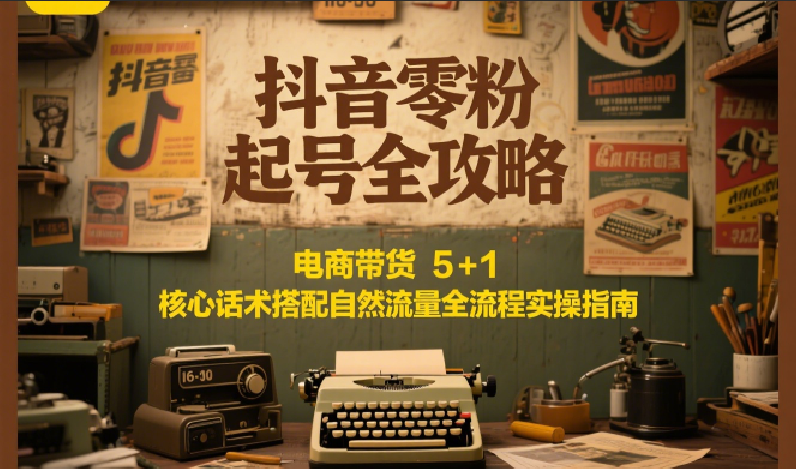 抖音零粉起号全攻略：电商带货 5+1 核心话术搭配自然流量全流程实操指南-清风