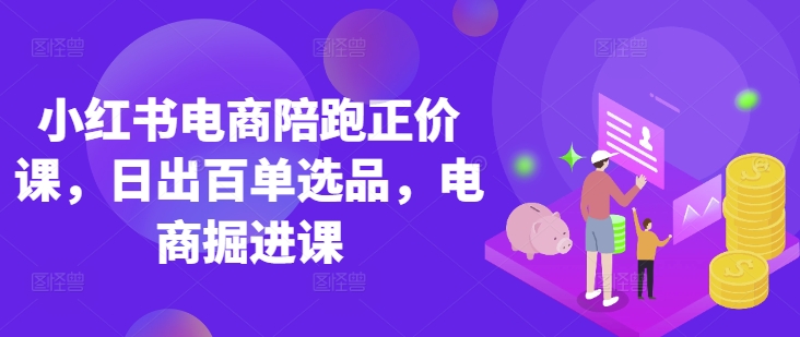 小红书电商陪跑正价课，小红书官方认证电商讲师教学，日出百单选品，电商掘进课-清风