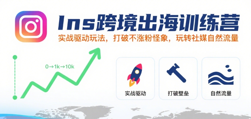 Ins跨境出海训练营，实战驱动玩法，打破不涨粉怪象，玩转社媒自然流量-清风