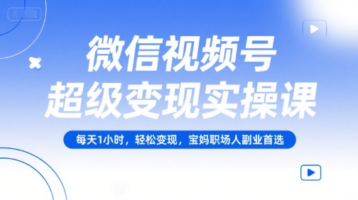 微信视频号超级变现实操课，每天1小时，轻松变现，宝妈职场人副业首选-清风
