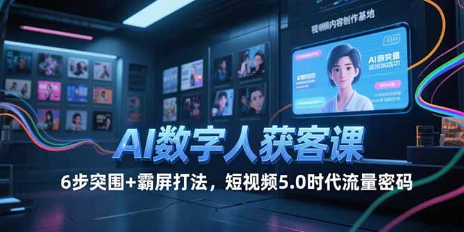 AI数字人获客课，6步突围+霸屏打法，短视频5.0时代流量密码-清风