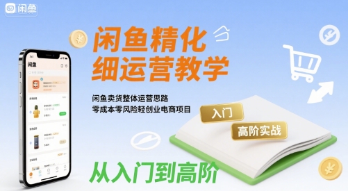 闲鱼精细化运营入门+高阶实战教学，闲鱼卖货整体运营思路，零成本零风险轻创业电商项目-清风