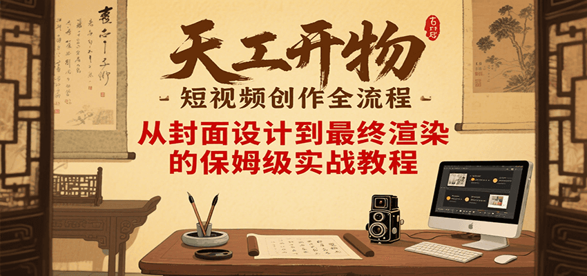 天工开物短视频创作全流程，从封面设计到最终渲染的保姆级实战教程-清风