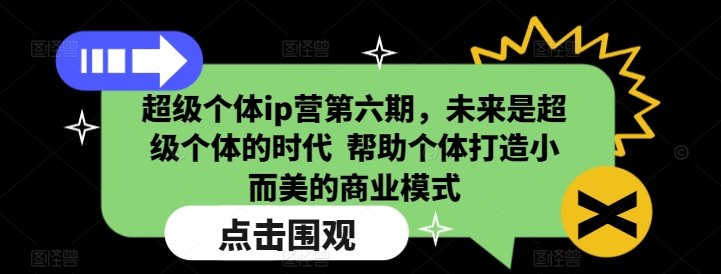 超级个体ip营第六期，未来是超级个体的时代  帮助个体打造小而美的商业模式-清风