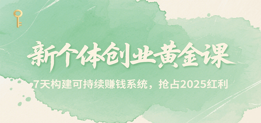 新个体创业黄金课，7天构建可持续赚钱系统，抢占2025红利-清风
