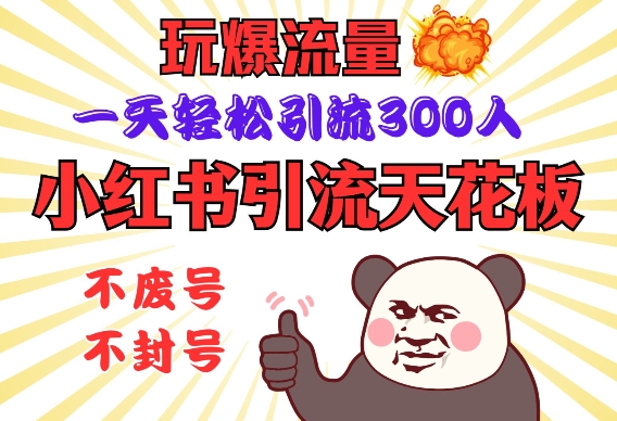 小红书引流天花板，玩爆流量，一天轻松引流300人，安全操作-清风