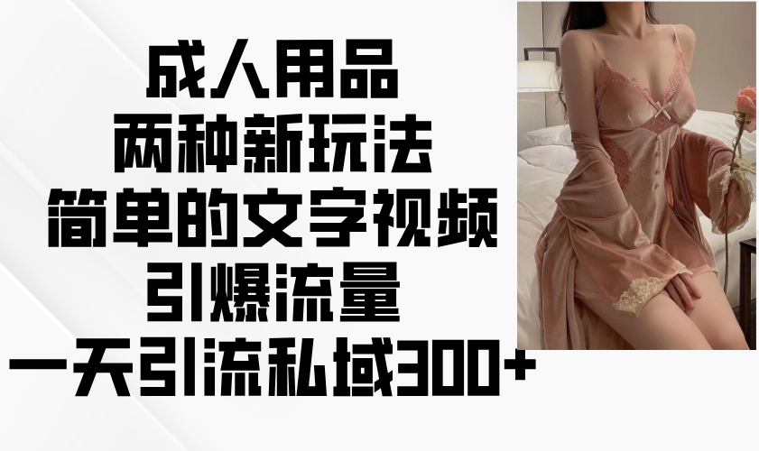 成人用品两种新玩法，简单的文字视频引爆流量，一天引流私域300+-清风