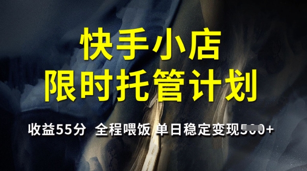 快手小店限时托管计划，收益55分，全程喂饭，单日稳定变现5张【揭秘】-清风