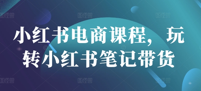 小红书电商课程，玩转小红书笔记带货-清风