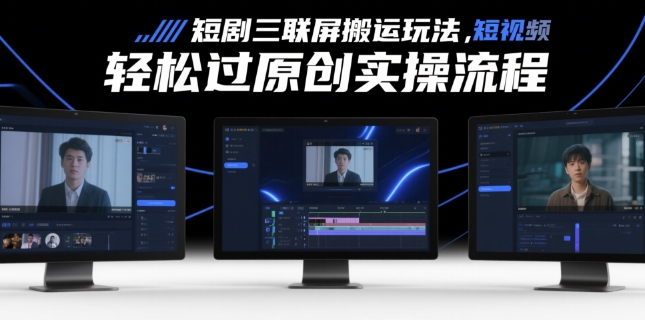 短剧三联屏搬运玩法，短剧搬运轻松过原创实操流程-清风