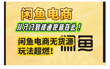 闲鱼电商实战课，从入门到精通秘籍在此，闲鱼电商无货源玩法超燃!-清风