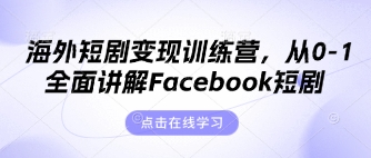 海外短剧变现训练营，从0-1全面讲解Facebook短剧-清风