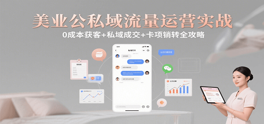 美业公私域流量运营实战：0成本获客+私域成交+卡项销转全攻略-清风
