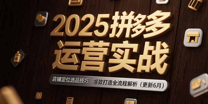 2025拼多多运营实战：店铺定位选品技巧，爆款打造全流程解析(更新6月-清风