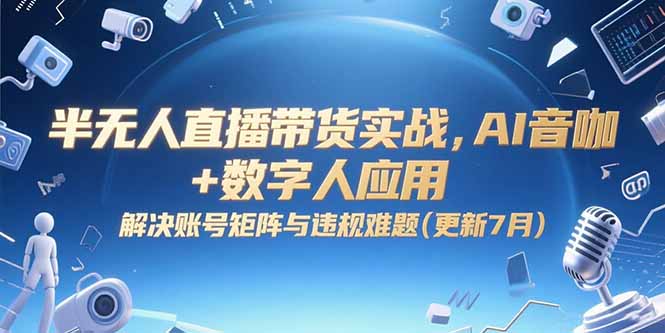 半无人直播带货实战，AI音咖+数字人应用 解决账号矩阵与违规难题(更新7月-清风