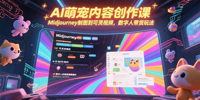 AI萌宠内容创作课，Midjourney制图到可灵视频，数字人带货玩法-清风